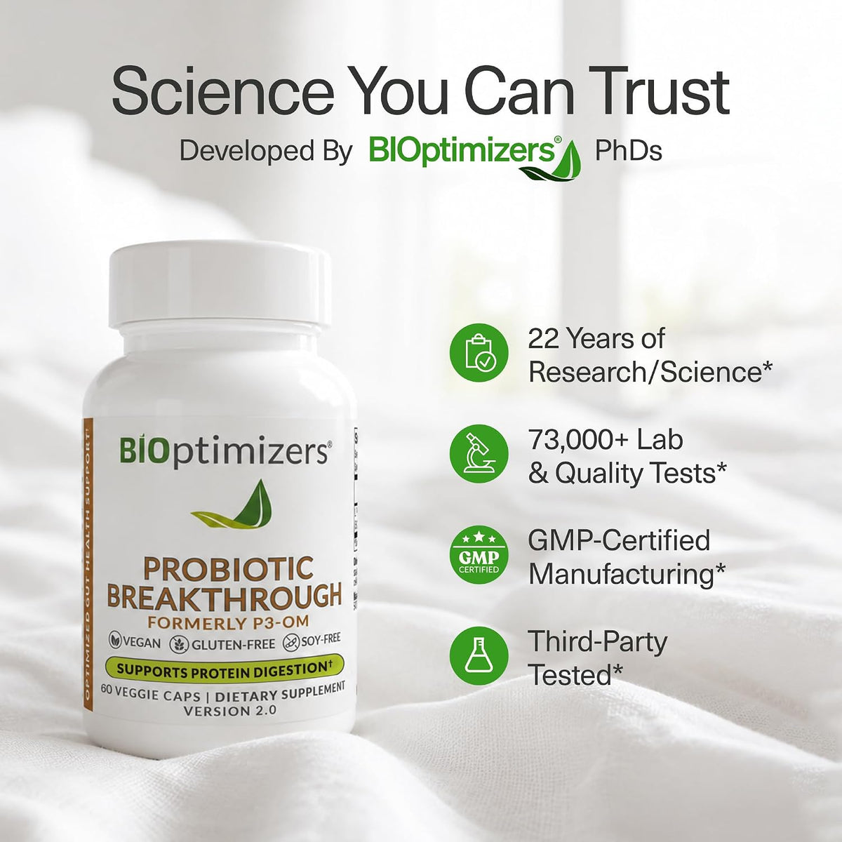 BIOptimizers Probiotic Breakthrough, Gut & Digestive Support, 60 Capsules BIOptimizers®
